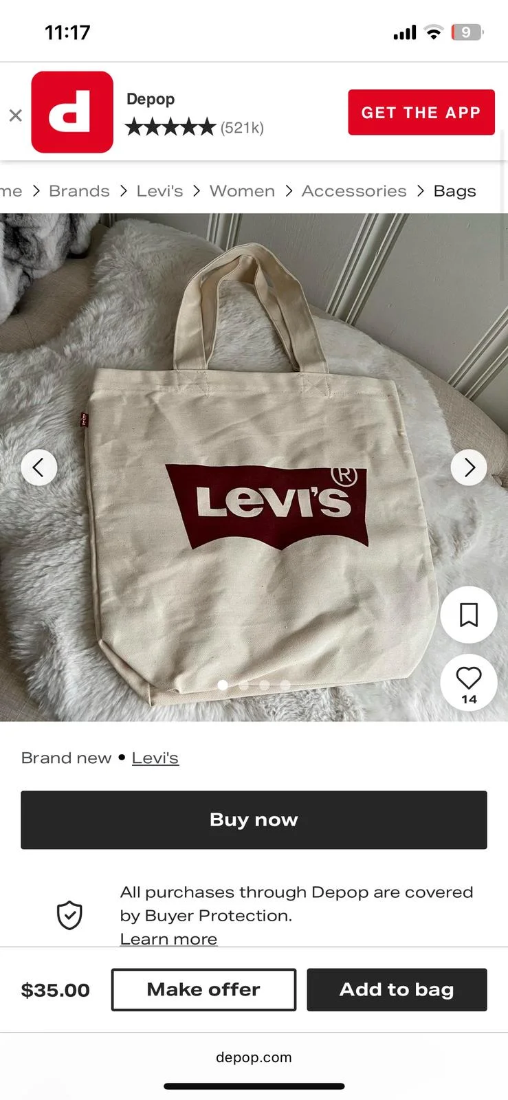 Levi's Tote Bag, size One size, photo 1
