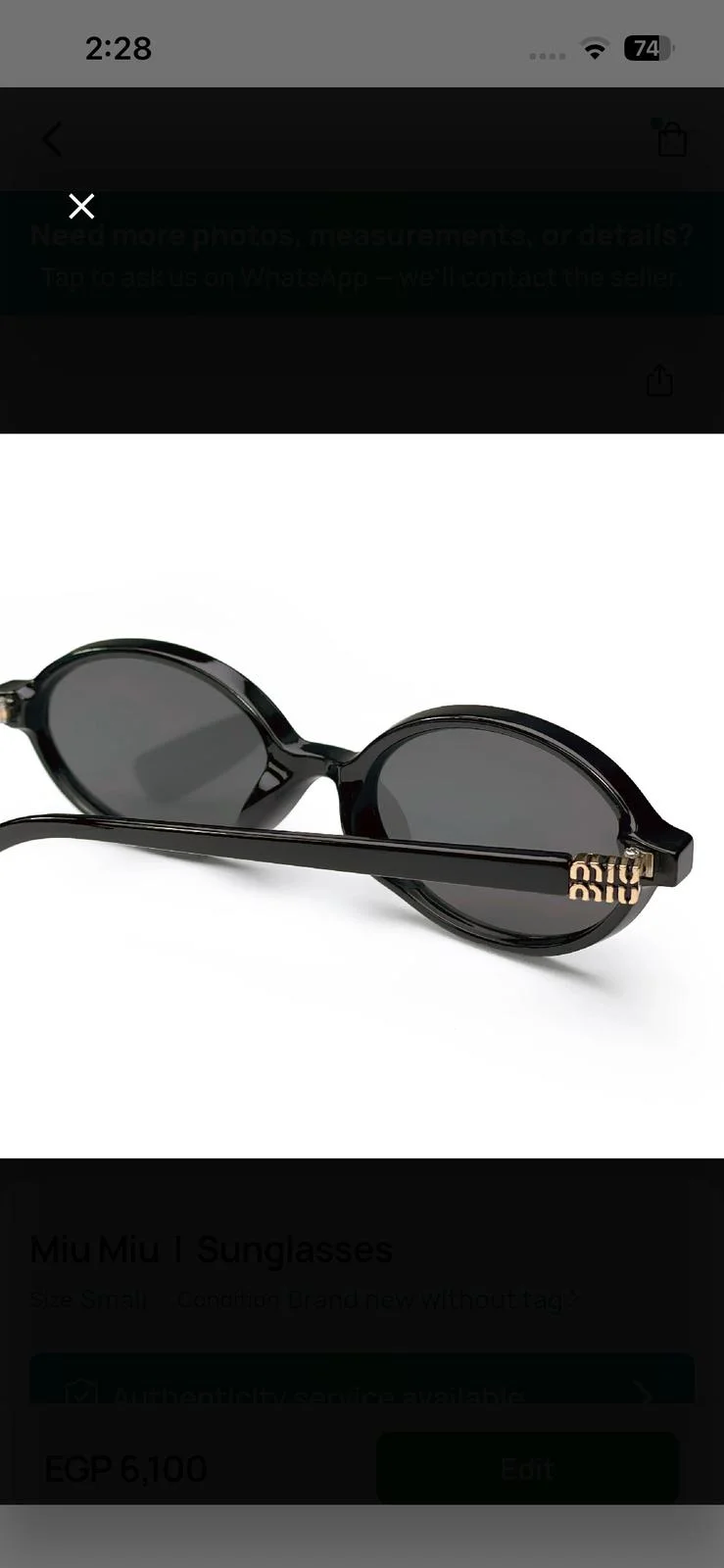 Miu Miu Sunglasses, size Other, photo 1